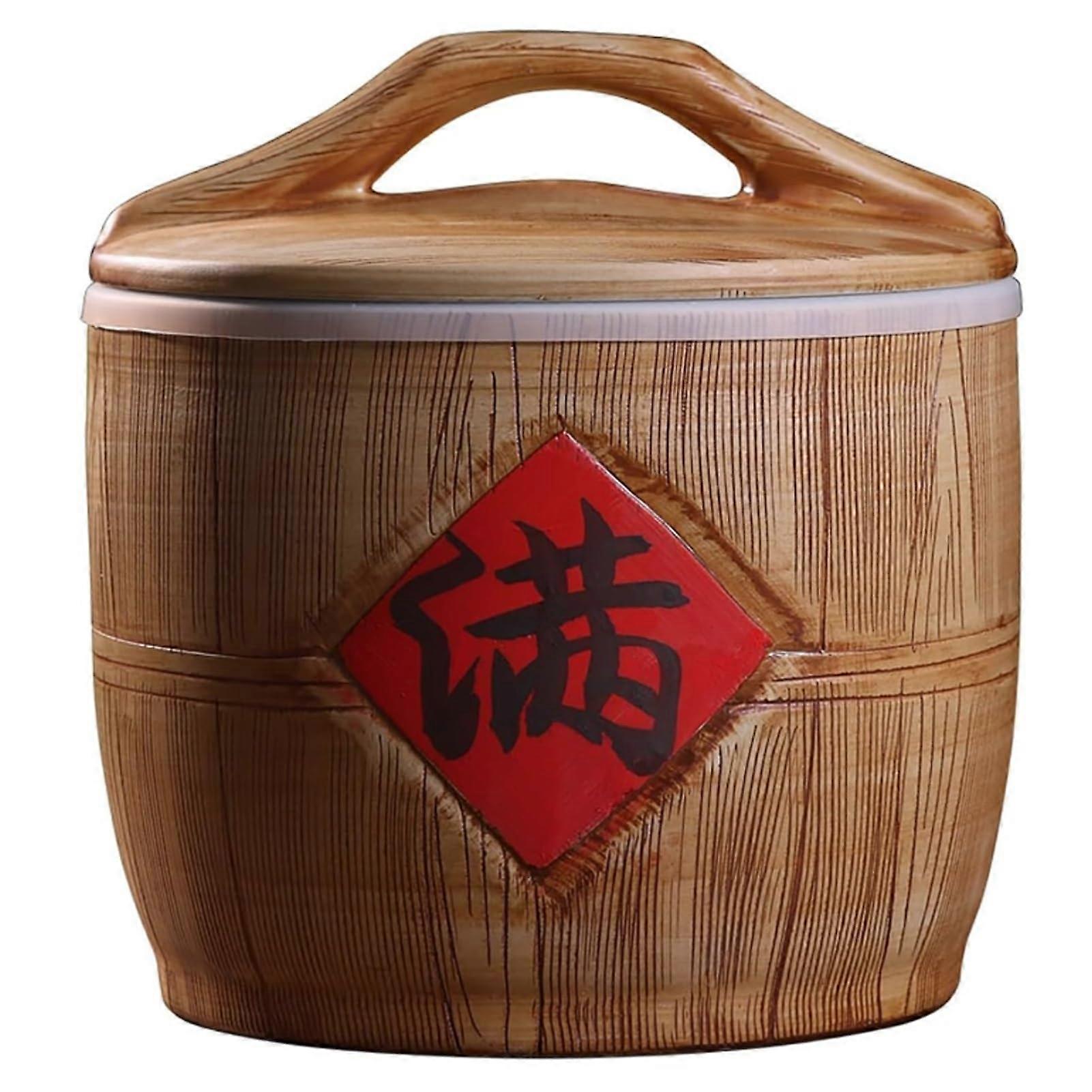 Ceramic Rice Storage Jar with Airtight Lid, Traditional Chinese Design for MultiGrain Freshness