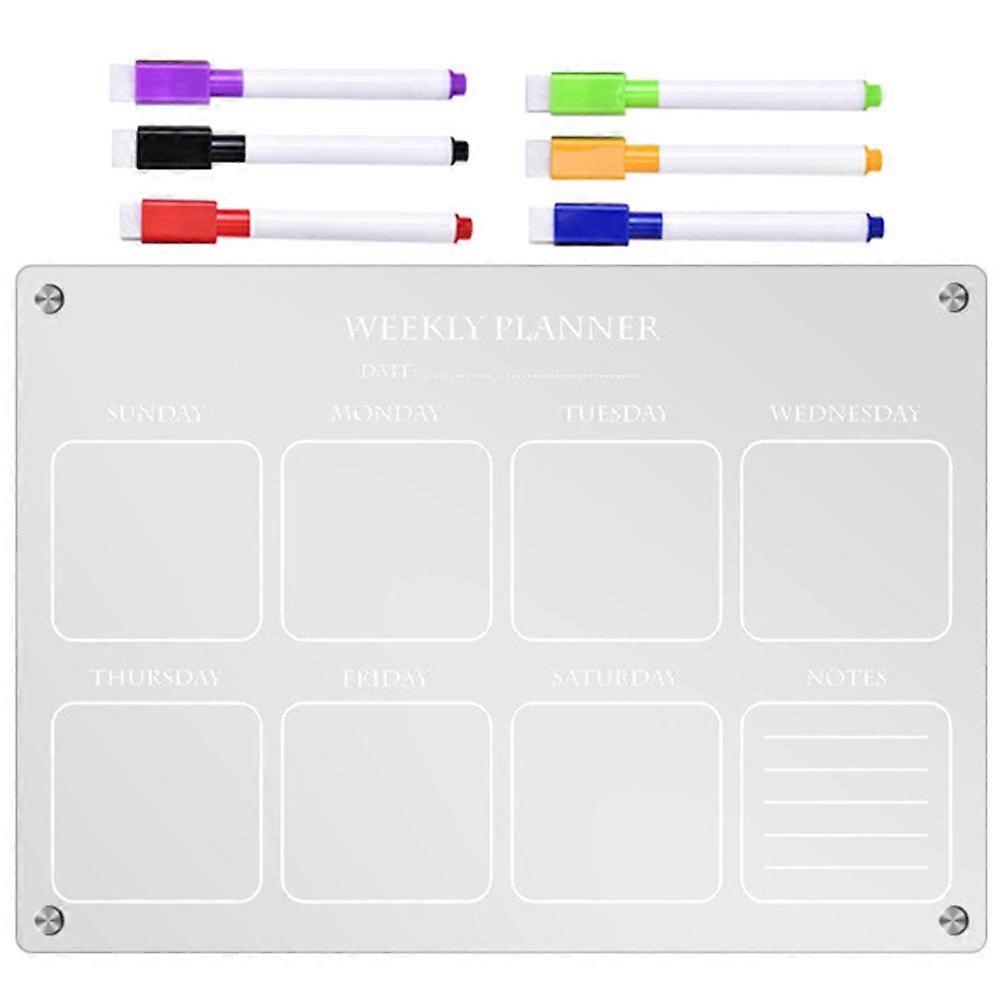 1 Set of Acrylic Fridge Calendar Erasable Month Planner Board Reusable Dry Erase Board with Markers