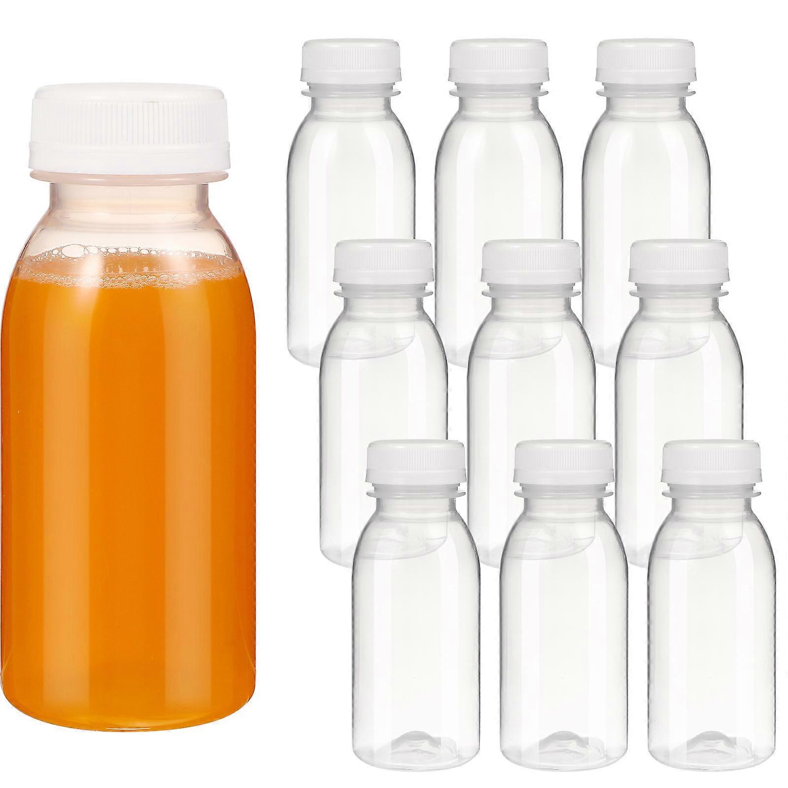 10pcs Transparent Juice and Milk Bottles with Lids