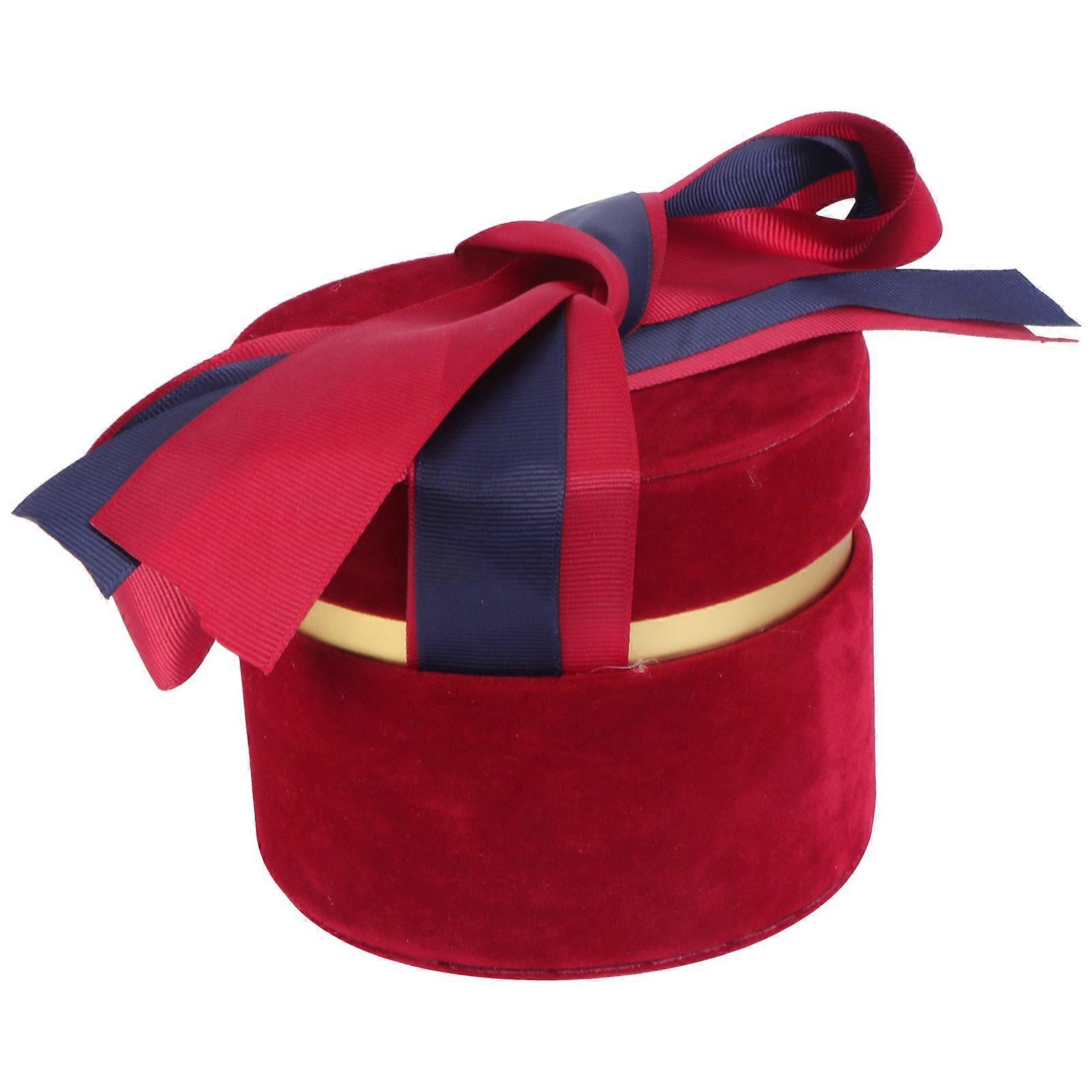 Gift Boxes Round Shaped for Storage Use 2Pcs Red Flower Wrapping