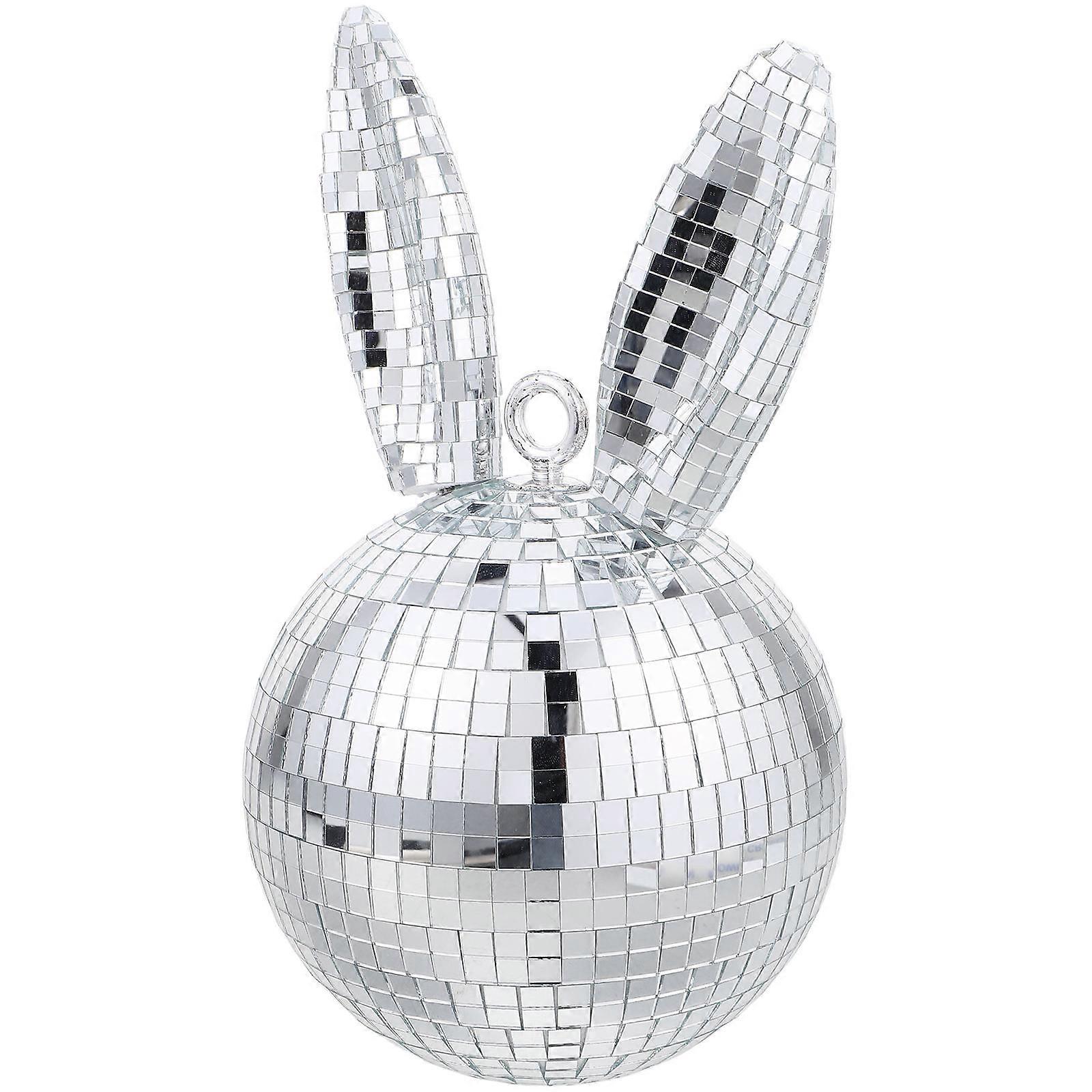 Reflective Mirror Disco Ball Bunny Hanging Ornament for Easter Events