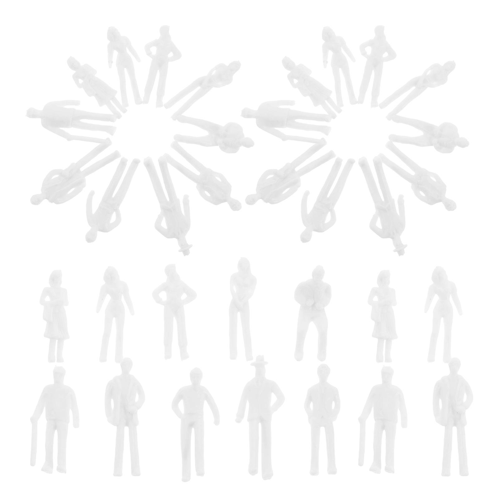 50Pcs Unpainted Miniature Figures Architectural Models 1:75 Scale Durable Design For Scene Setups White Color