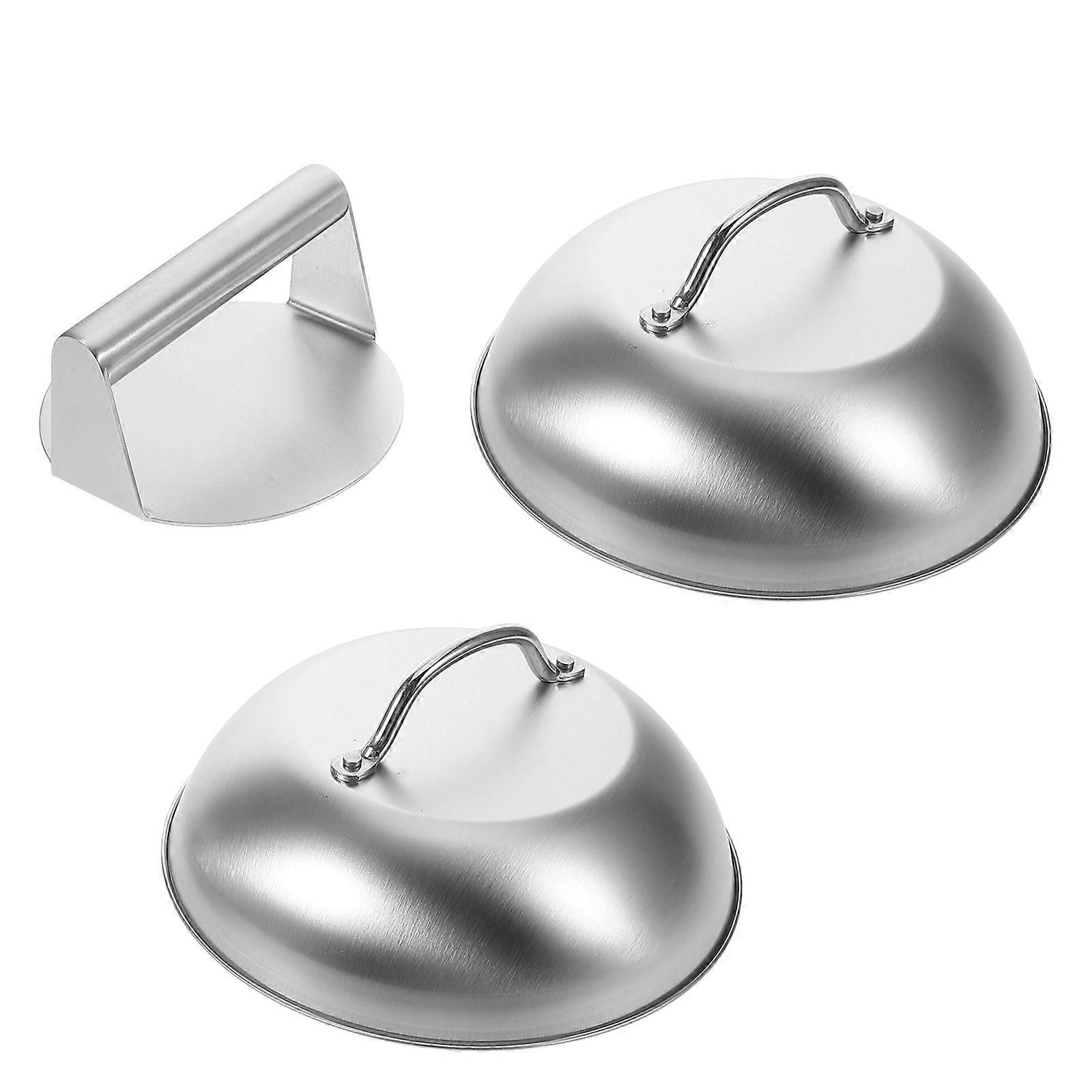 Silver Stainless Steel Burger Press for Flat Use 1Set