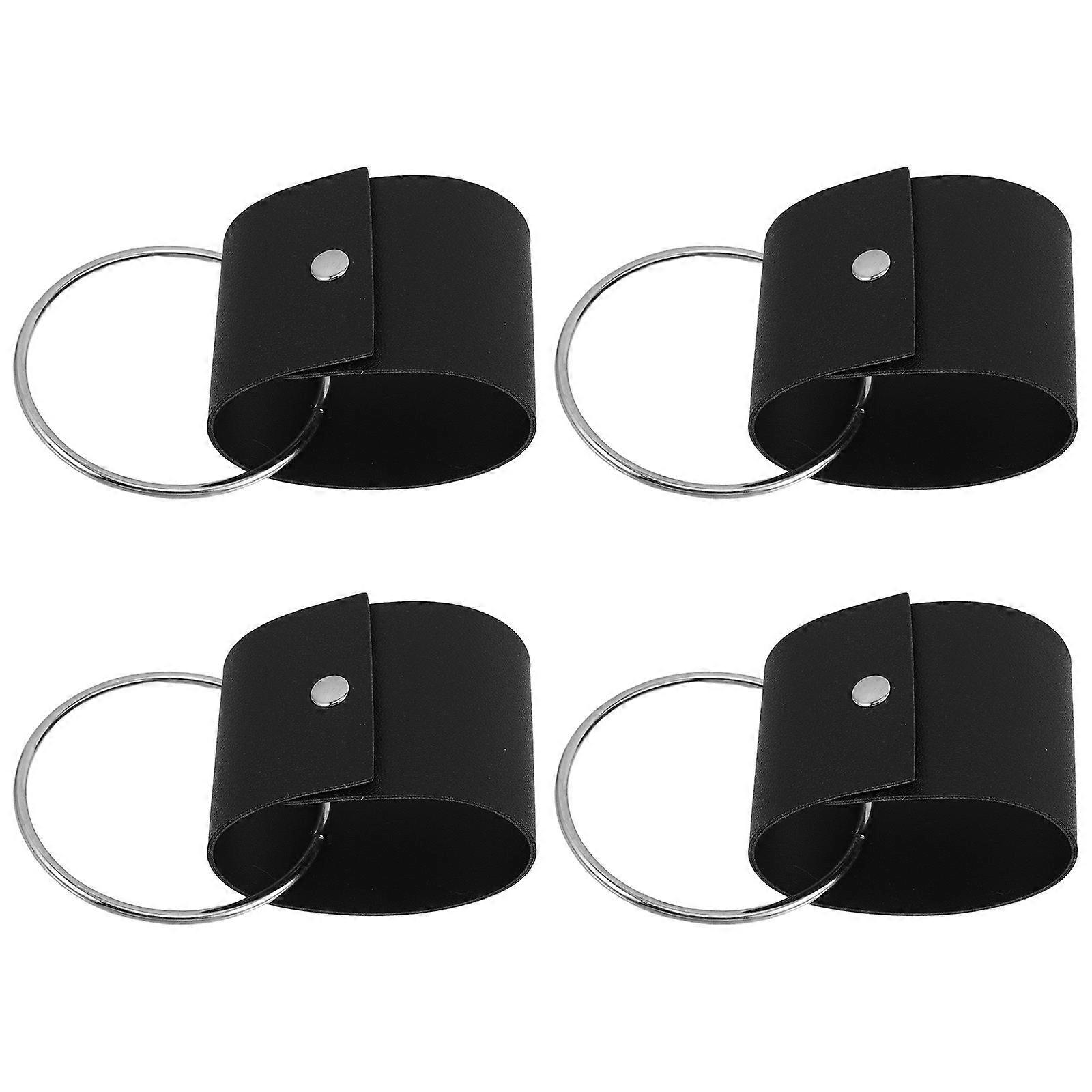 Black PU Towel Ring Holder for Kitchen Use 8Pcs Hand Towel Hooks