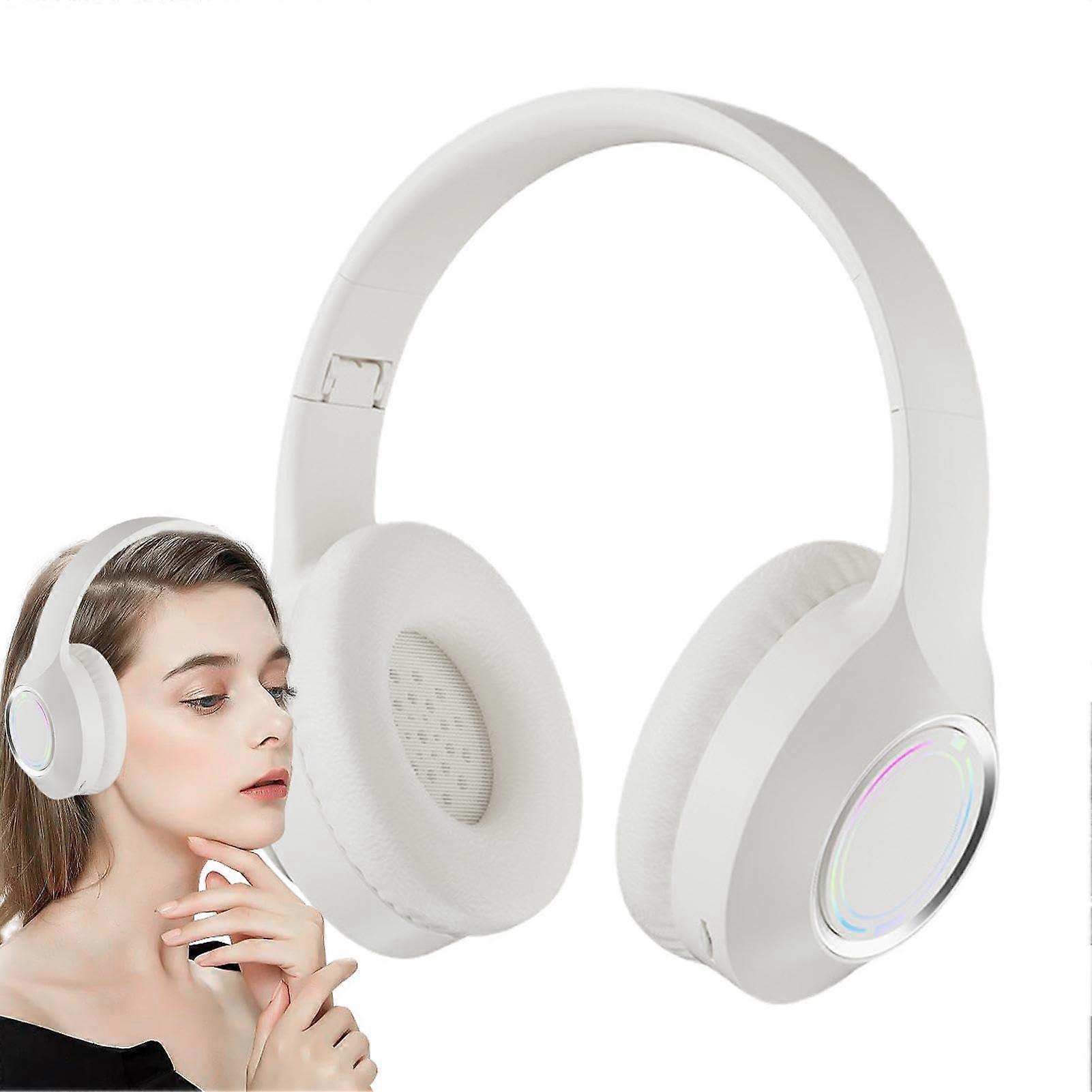 Foldable Headphones OverEar Wireless NoiseCanceling With 40mm Magnetic Speaker TypeC Cable Black LED Light