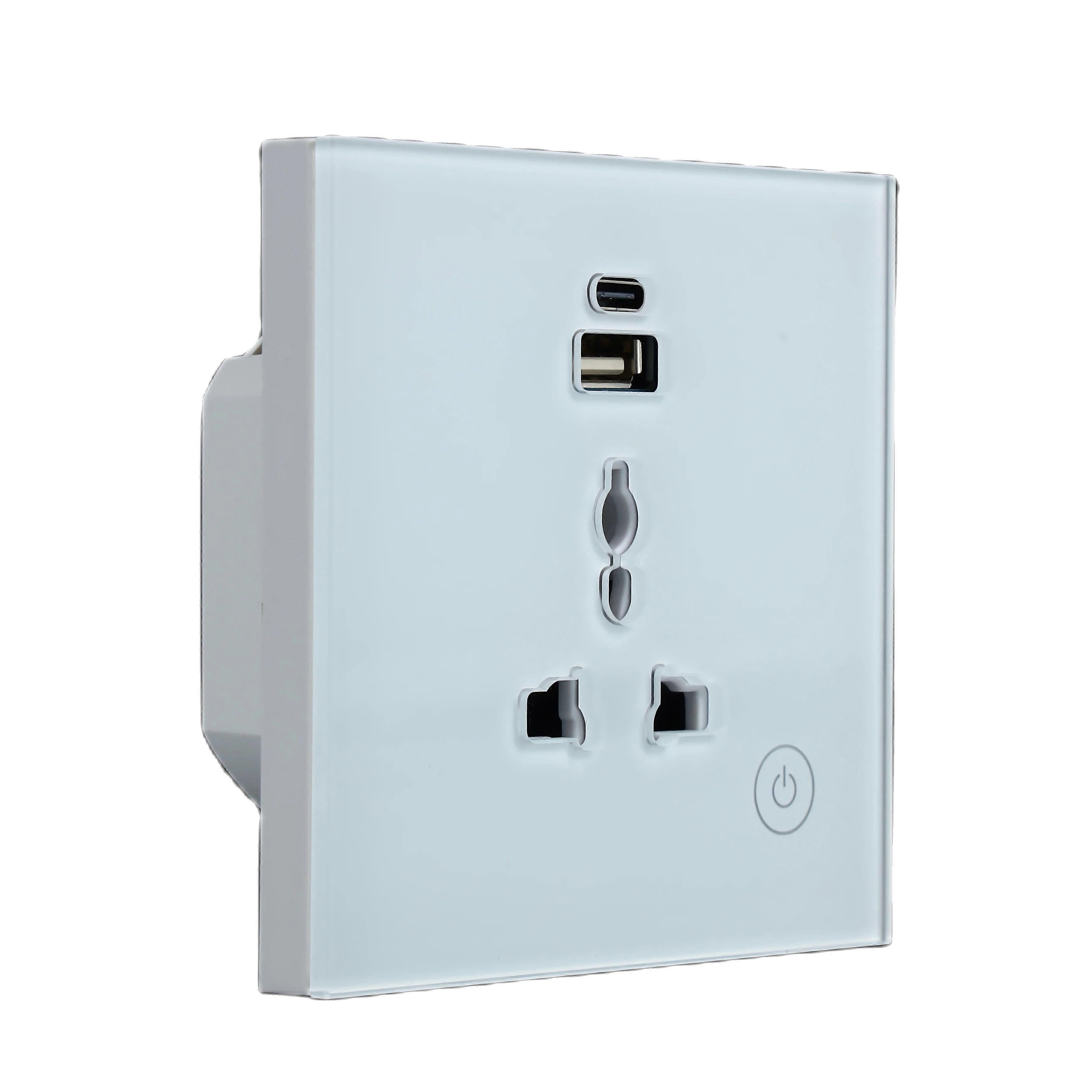 Alexa Google Voice Smart Home Tuya WIFI Control Wall Socket with USB Port Universal Electrical Plug Power US / UK  Smart Switch