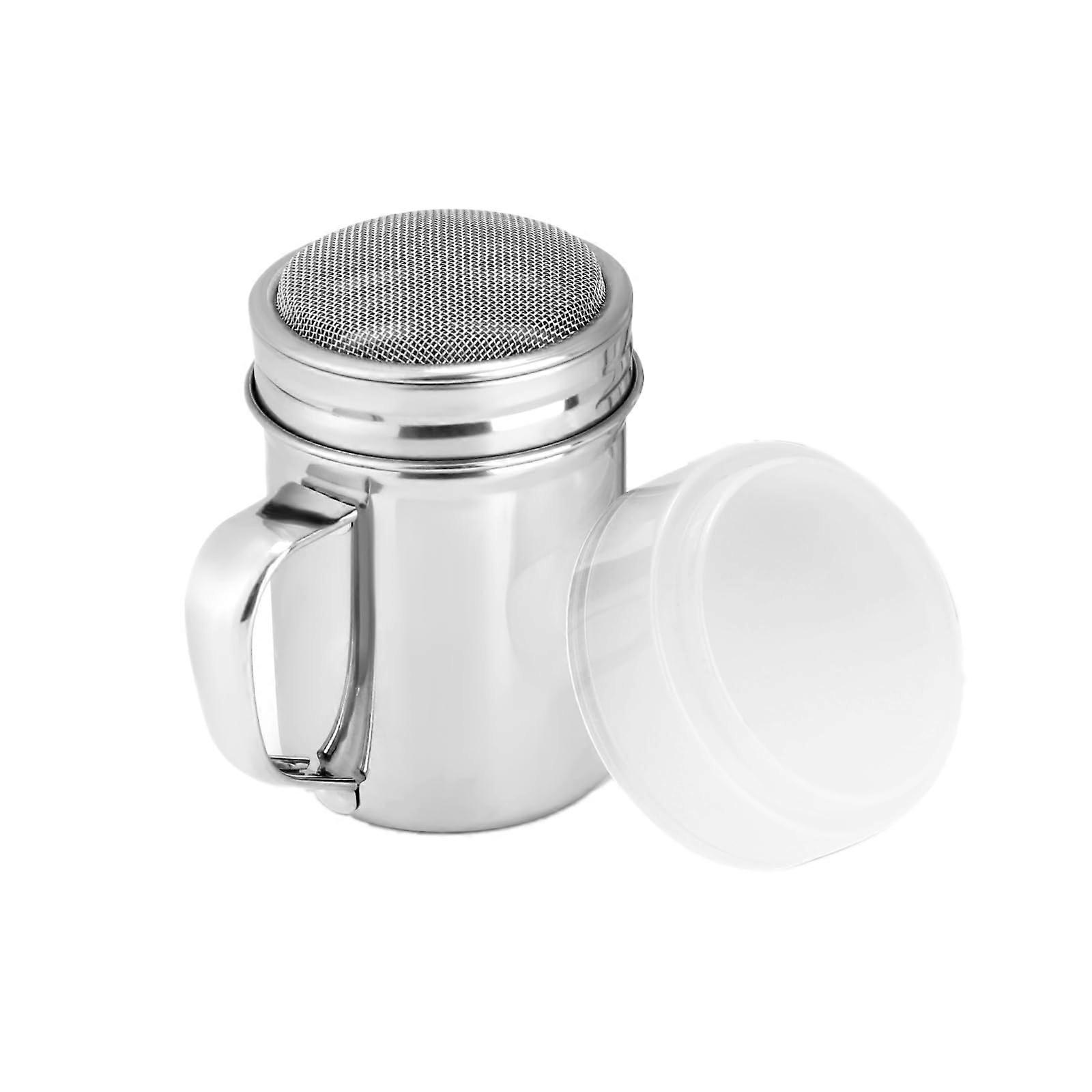 Powdered Sugar Shaker and Flour Sifter with Fine Mesh Lid for Baking Cinnamon Cocoa 7oz Stainless Steel