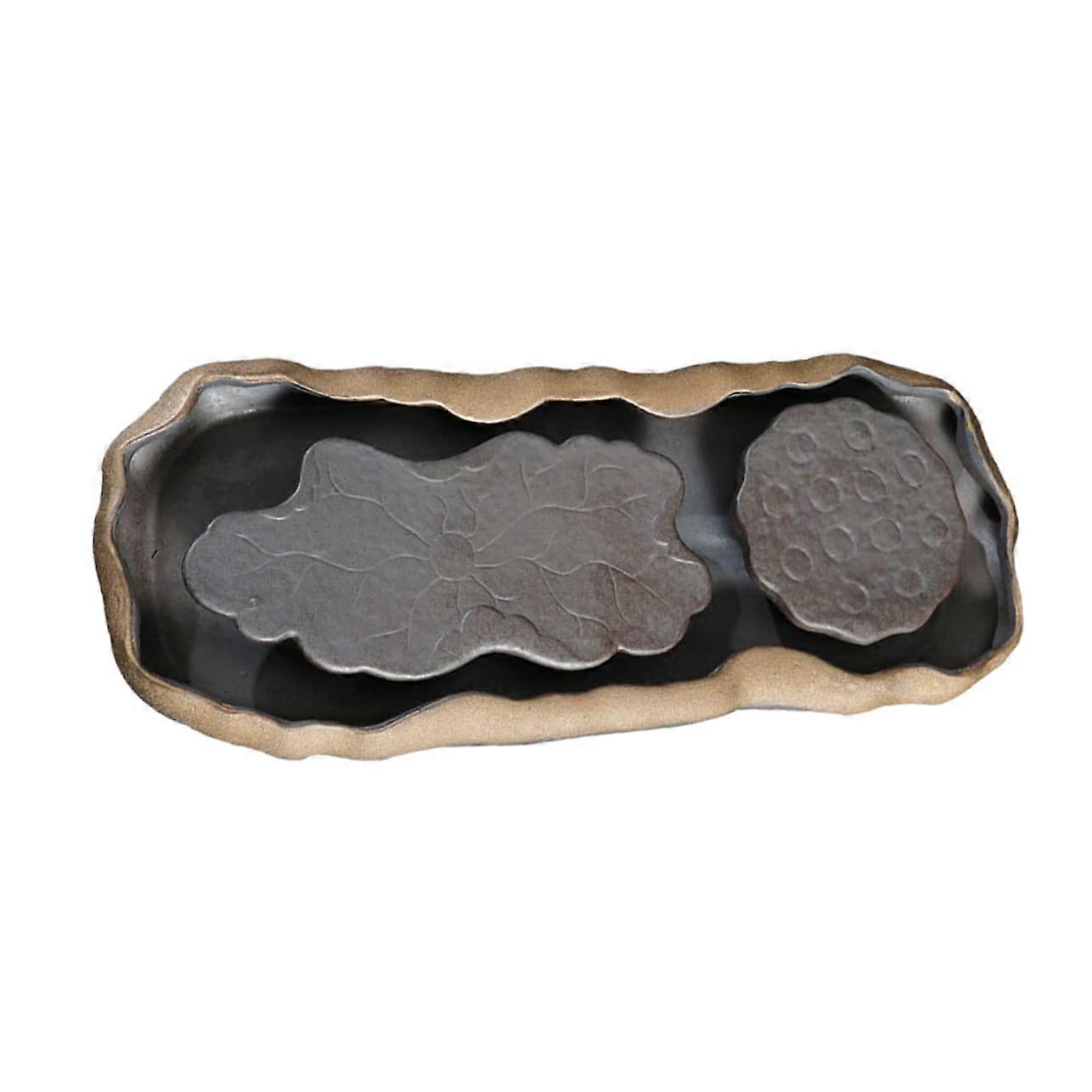 Ceramic Lotus Tea Tray for Kung Fu Tea Set, Elegant Zen Design, Durable and EasyClean Surface