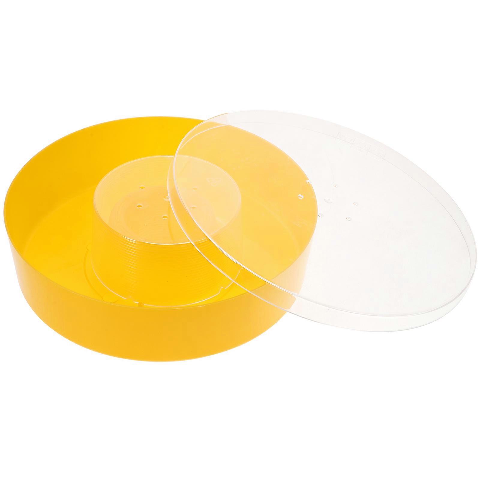 Bee Feeder Plastic Round Water Feeder for Pet Use Yellow