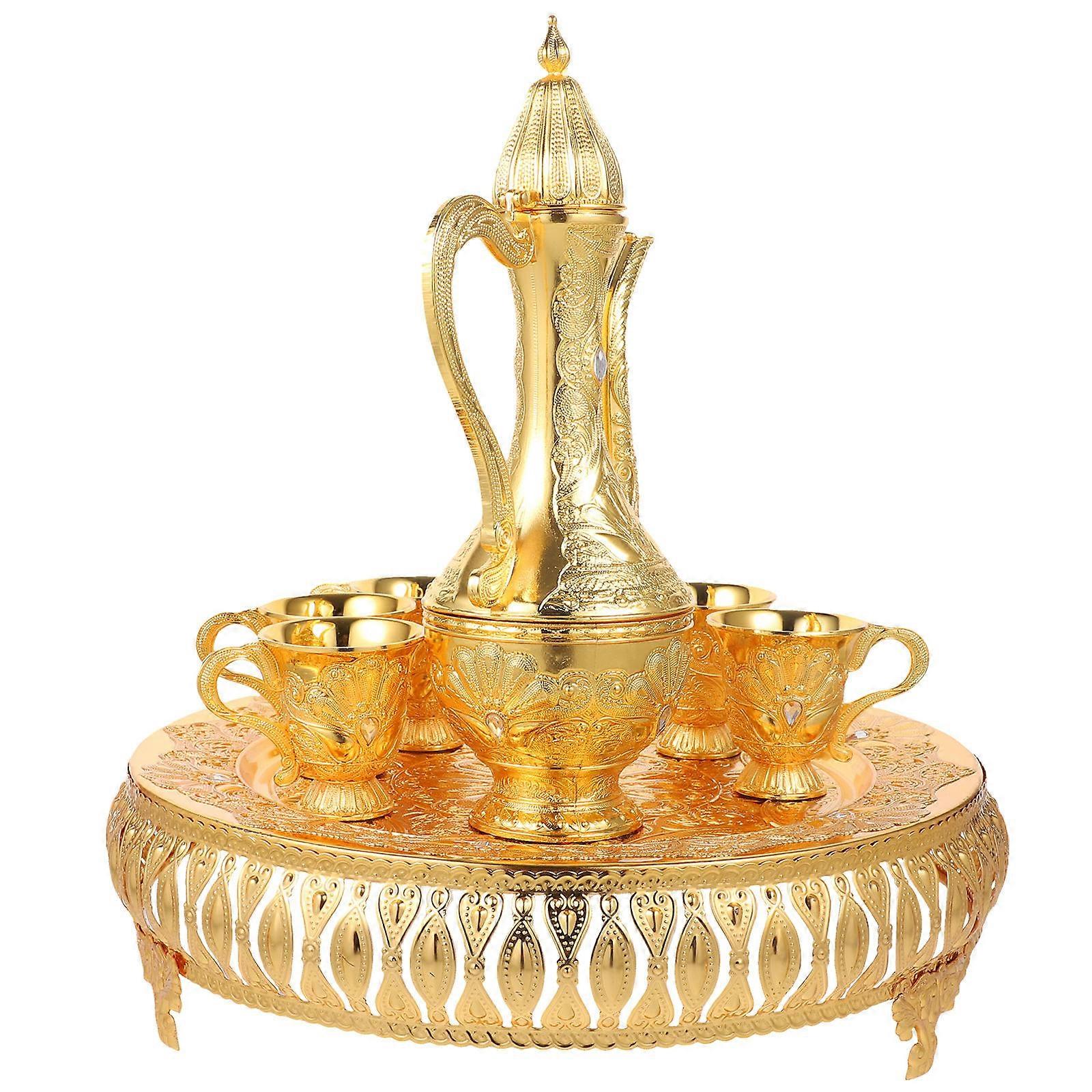 Wine Pot Cups Set Tea Pot Metal Kit for Storage Use 1Set