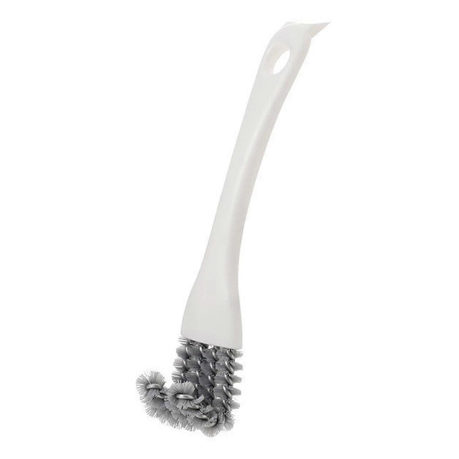 BBQ Grill Brush with Scraper for Outdoor Grate Deep Corner Cleaning Compact Ergonomic Grip White
