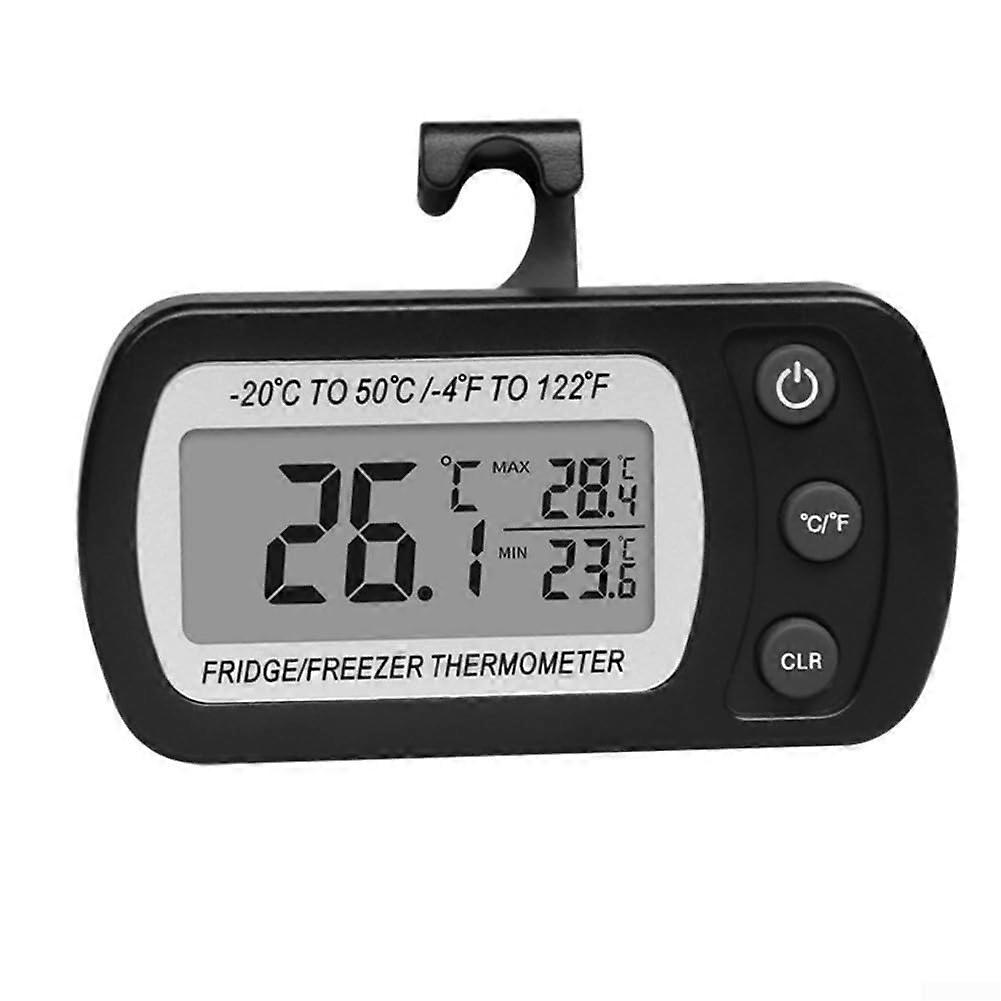 Digital Refrigerator Thermometer Waterproof Large Display Min/Max Memory C/F Indoor Fridge Black