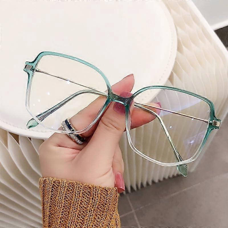 Oversized Blue Light Blocking Reading Glasses +3.50 Green Frame UV400 Anti Glare Spring Hinges