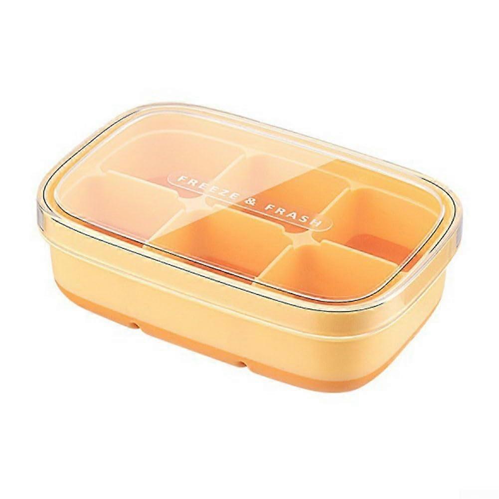 Stackable Ice Cube Tray Set with LeakProof Lid, 6 Large Compartments, Milk Yellow for Kitchen