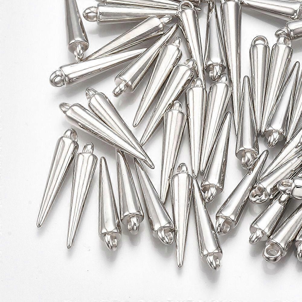 CCB Plastic Pendants Cone Platinum 23.5x4.5mm Hole: 1.5mm