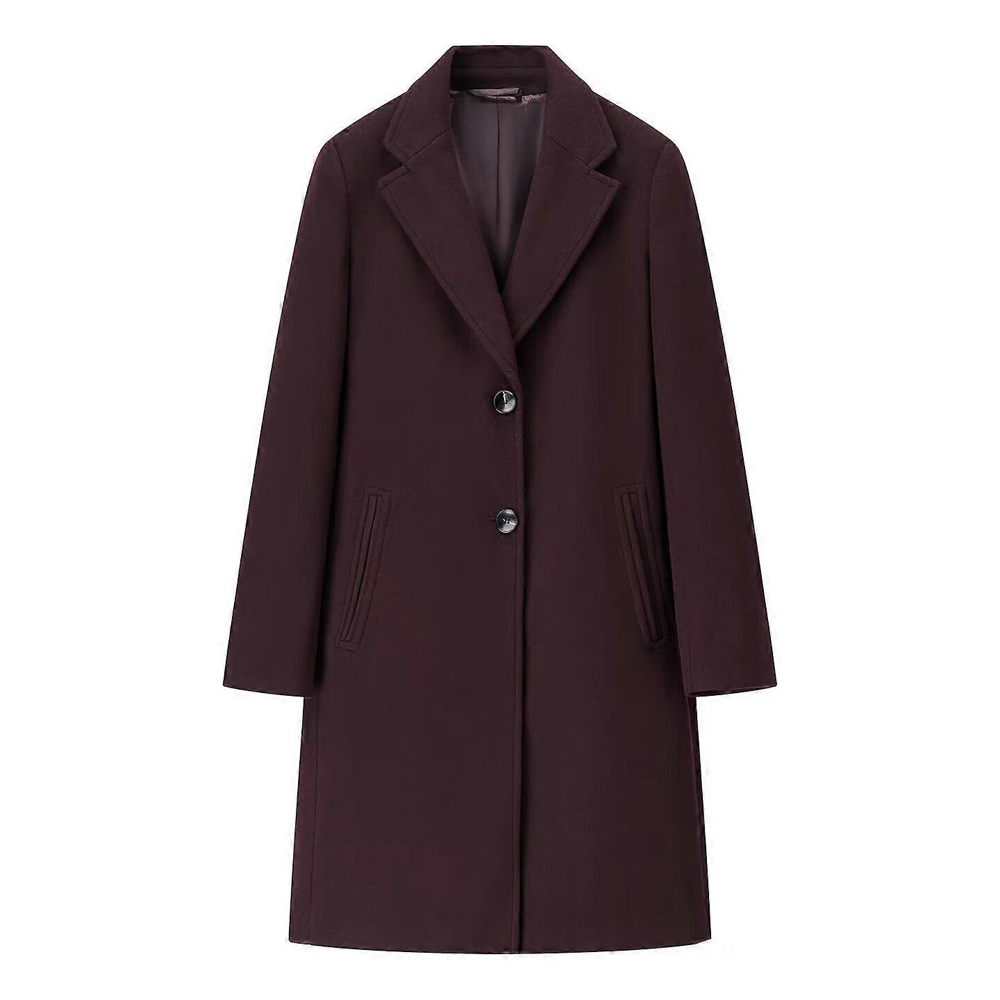 Women's Winter New Versatile Solid Color Casual Simple Lapel Split Soft Padded Shoulder Coat Jacket