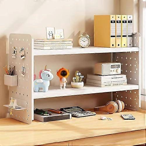 Desktop Bookshelf with Pegboard, 2Tier Desk Organizer Shelf, SpaceSaving Storage for Office Dorm