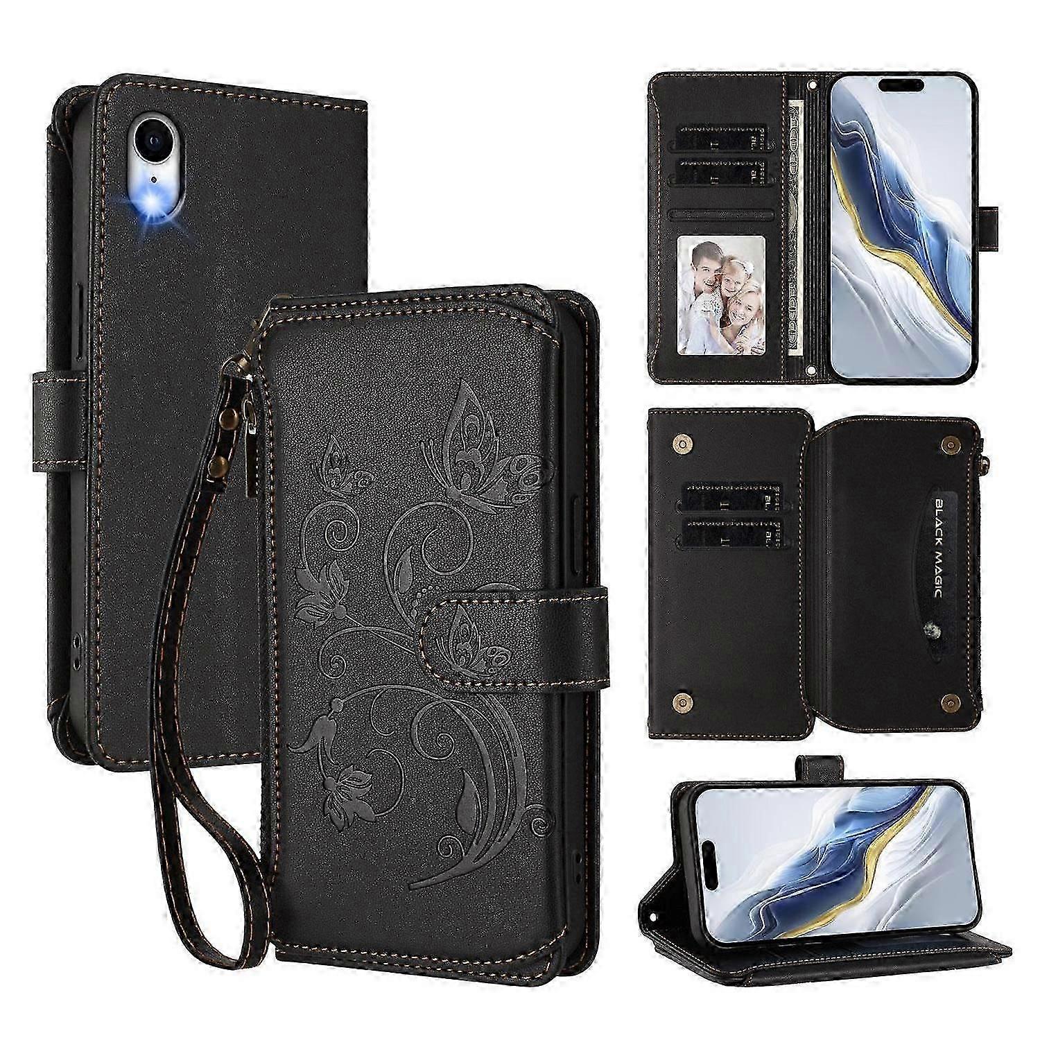 Zipper Wallet Leather Phone Case for Multi-card Storage with Stand