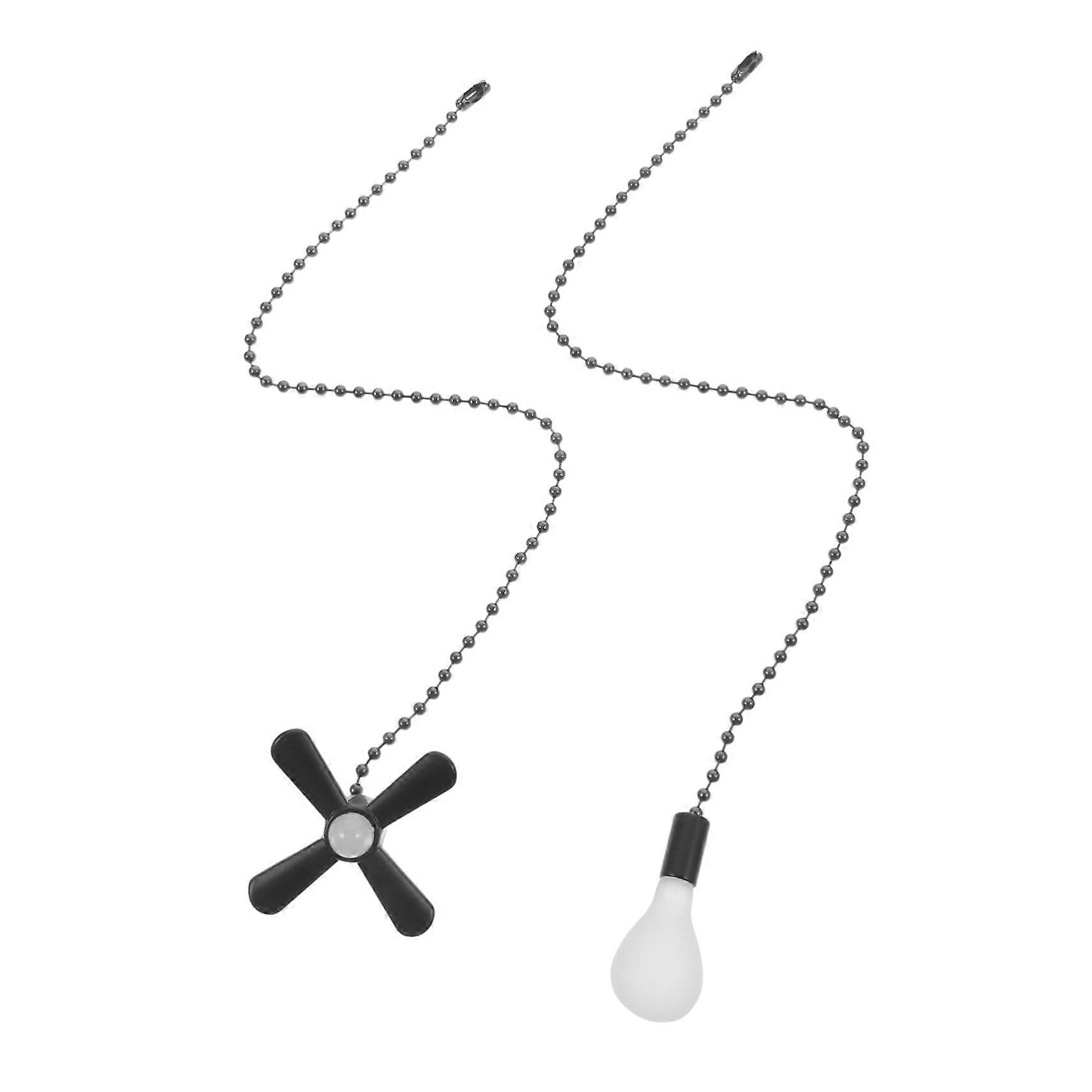 Ceiling Fan Pull Chain Extension with Vintage Light Bulb Pendant, Durable Rustproof Metal, Black