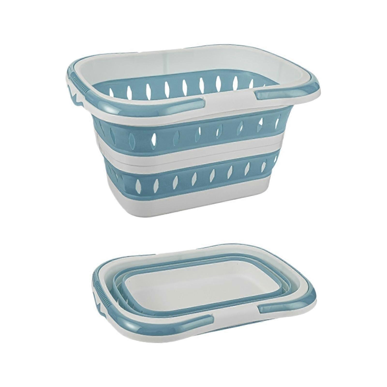 Foldable Large Capacity Laundry Basket with Breathable Hollow Design Clothes Organizer Blue