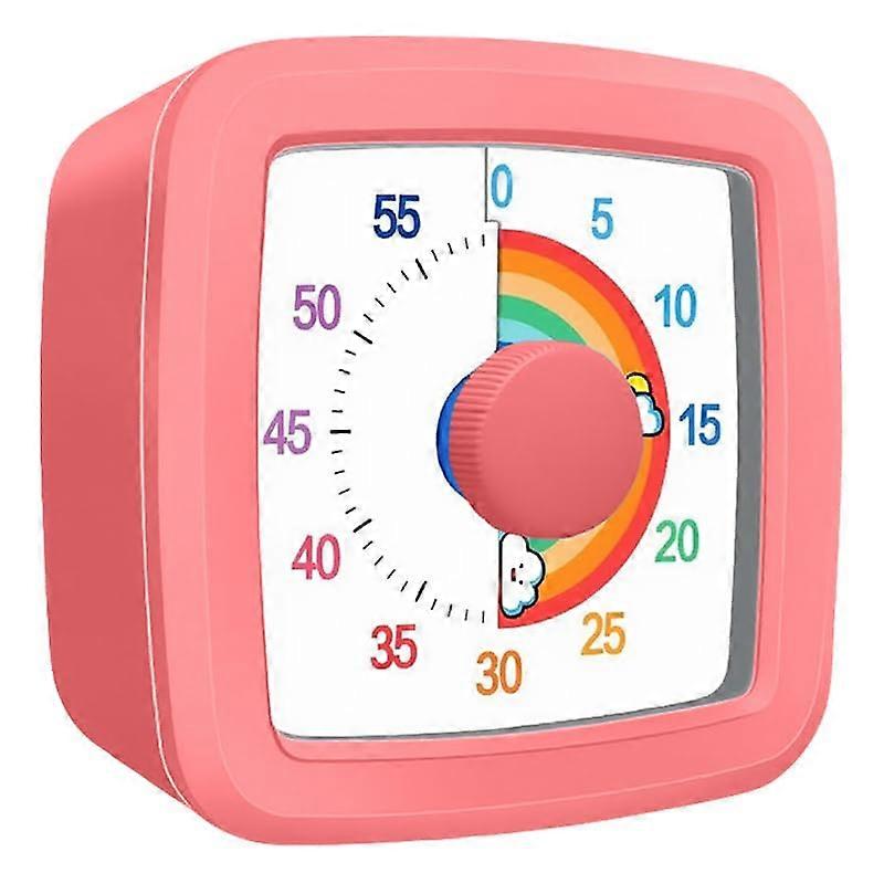 Visual Timer 60 Minute Countdown with Quiet Operation, Rainbow Pattern Kids Timer for Classroom and Home