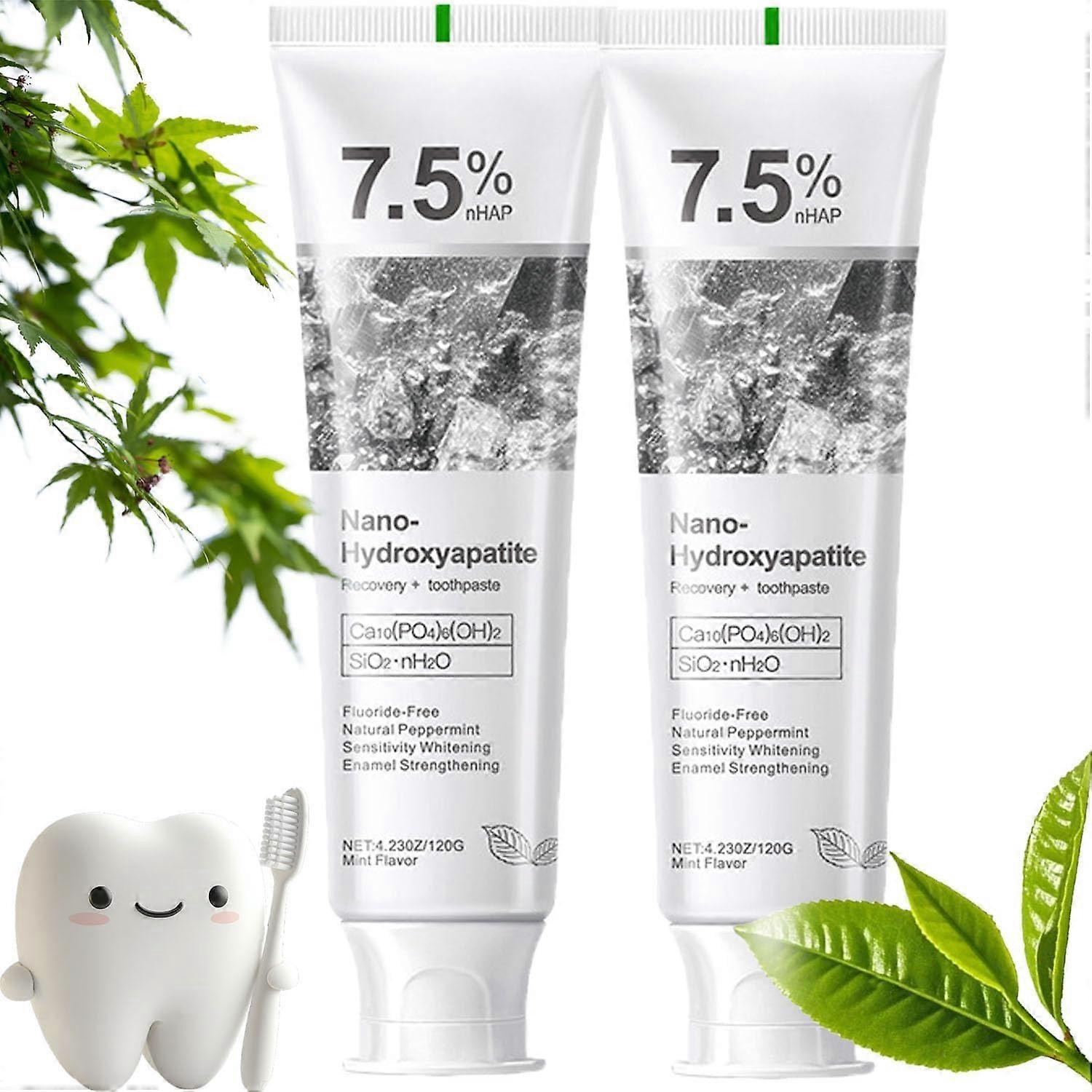 Hydroxyapatite Toothpaste for Sensitive Teeth, Nano Formula Enamel , Fresh Mint 2 Pack