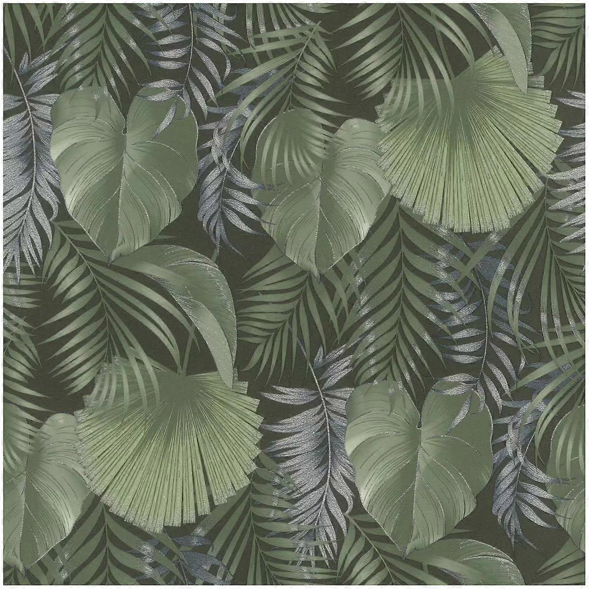 Woven Leaves Green Wallpaper