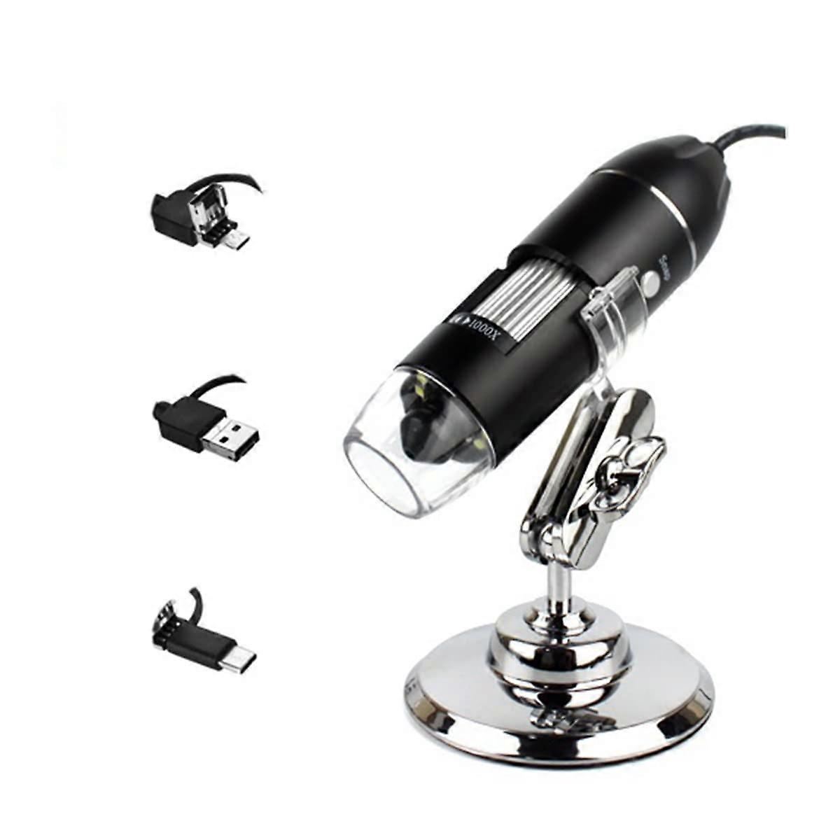 1600X Digital USB Microscope with 8 LED Lights, HD 0.3MP Camera, 3 in 1 Adjustable Magnifier
