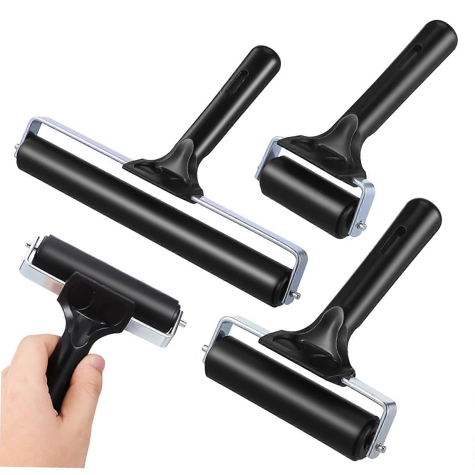 3pcs Rubber Printmaking Brayer Roller Set for Linoleum Block Printing and Smooth Ink Coverage