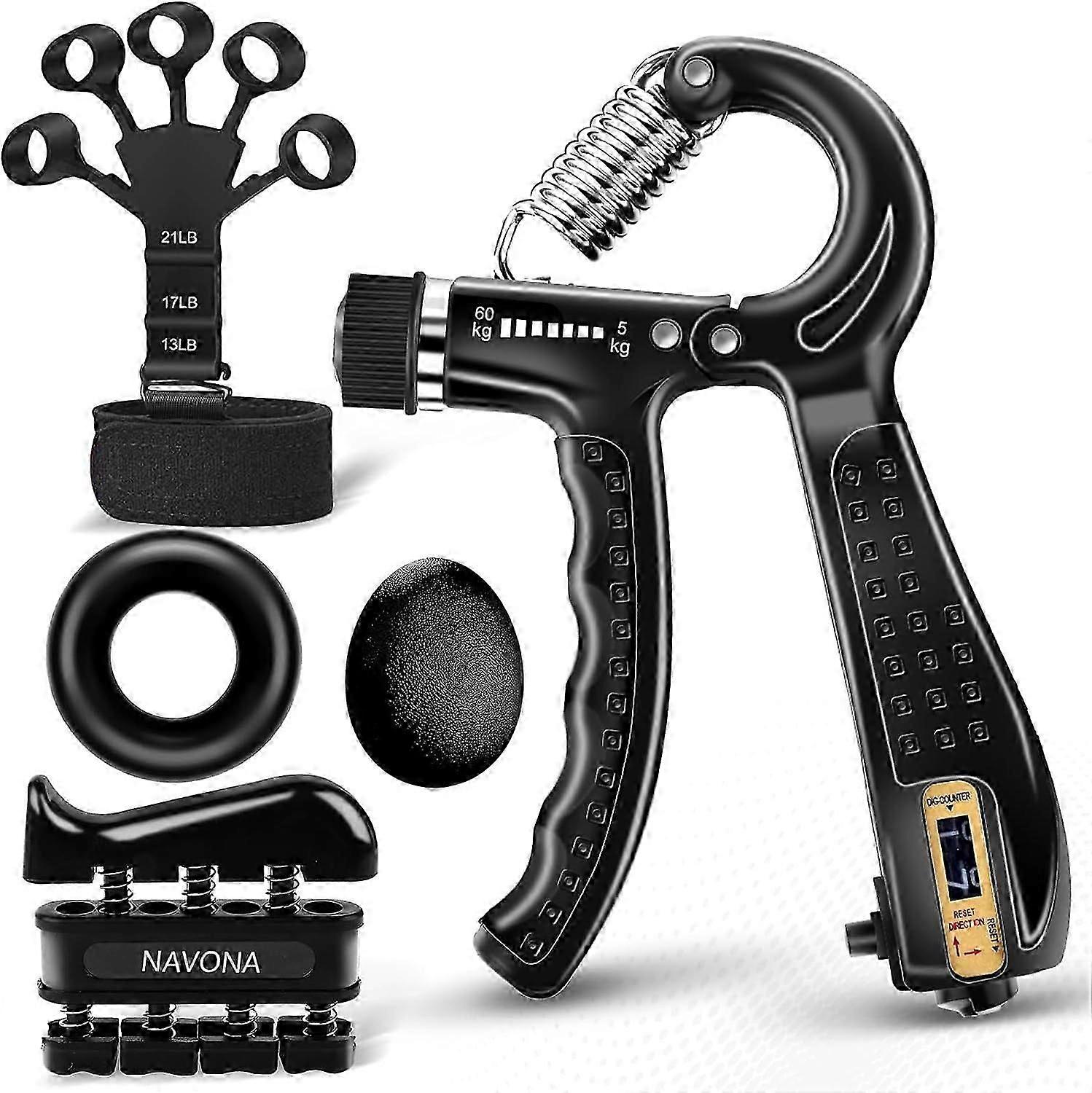 5 PCS Grip Strength Trainer Kit for Hand & Forearm Exercise, Stress Relief