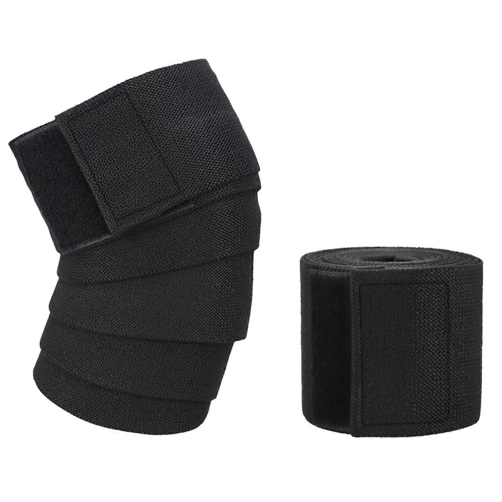 2 Pack Weightlifting Knee Wraps with Extra Stability, Elastic Compression Straps for Squats and Powerlifting