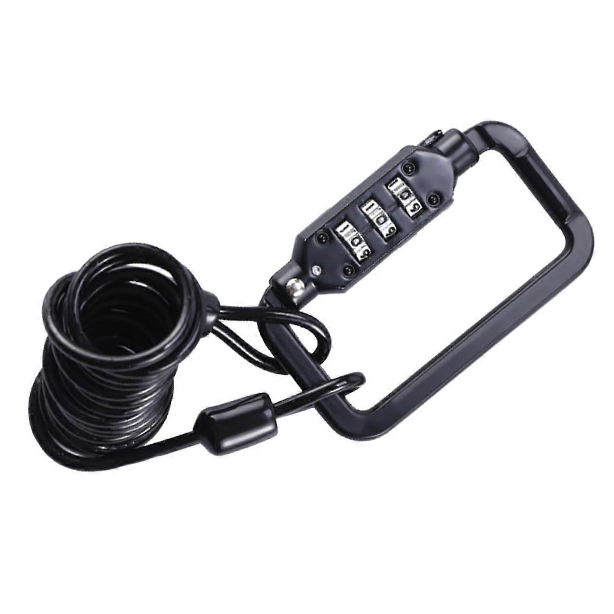 Bike Helmet Lock with Combination SelfCoiling Cable for Motorcycle AntiTheft Security Black