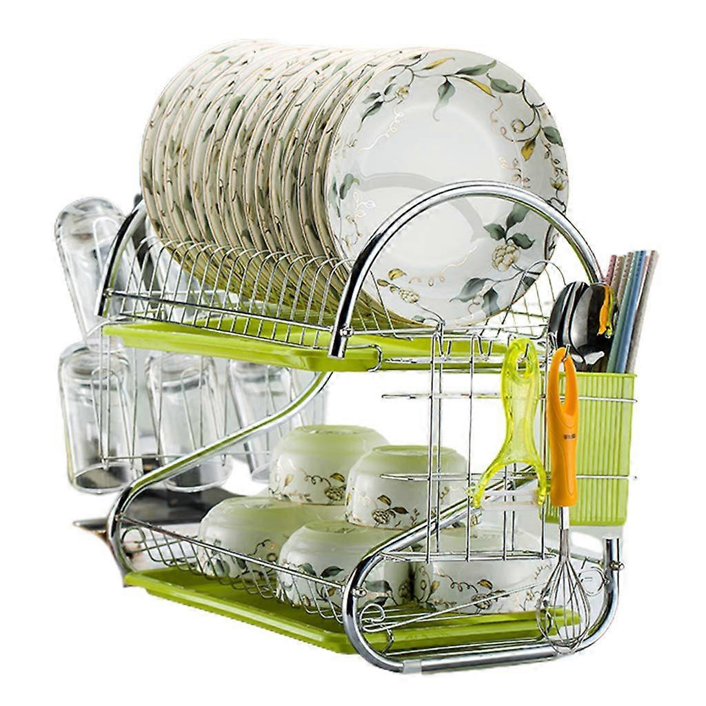Dish Drying Rack 2 or 3 Tier with Removable Drip Tray, SpaceSaving Kitchen Counter Organizer
