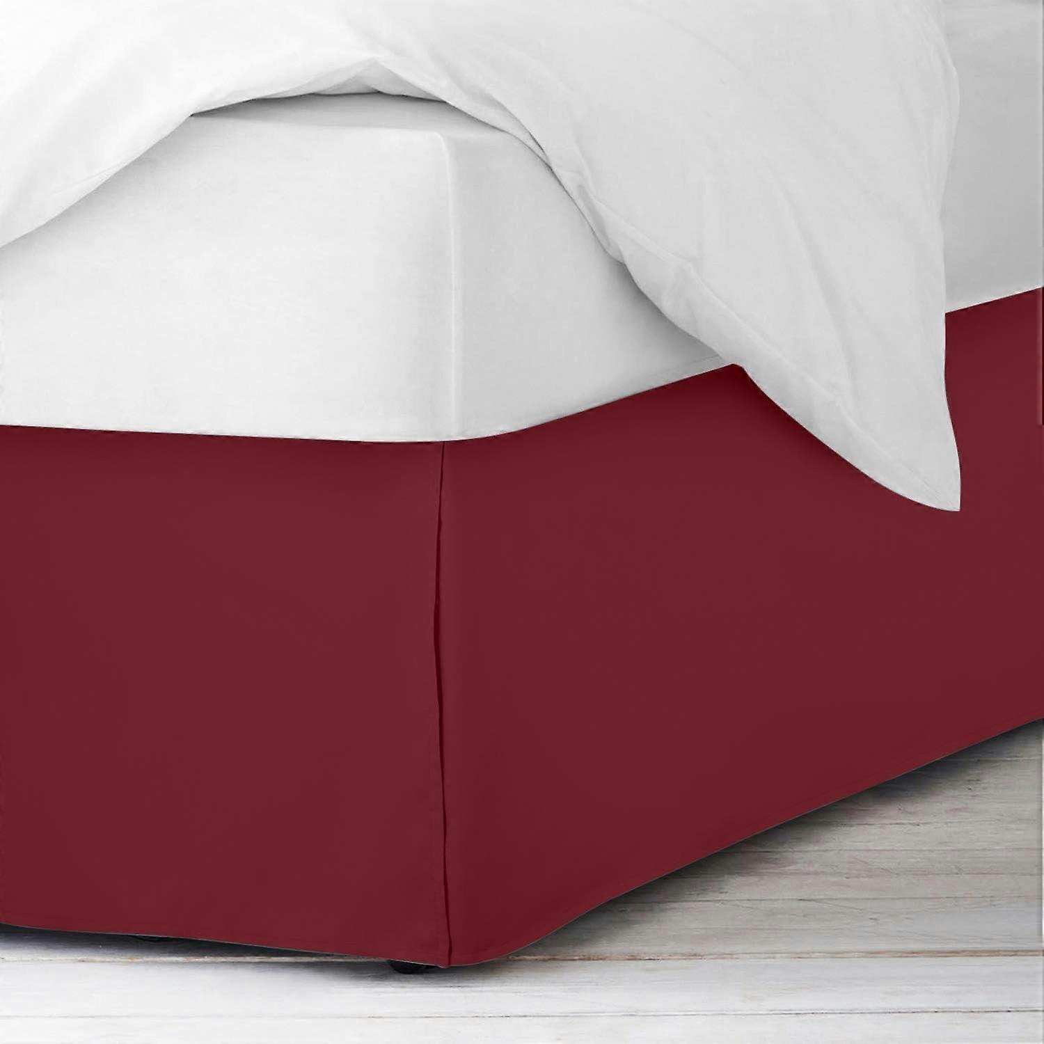 King Size Bed Skirt 600 Thread Count Egyptian Cotton, Split Corner, 10 Inch Drop, Burgundy Solid