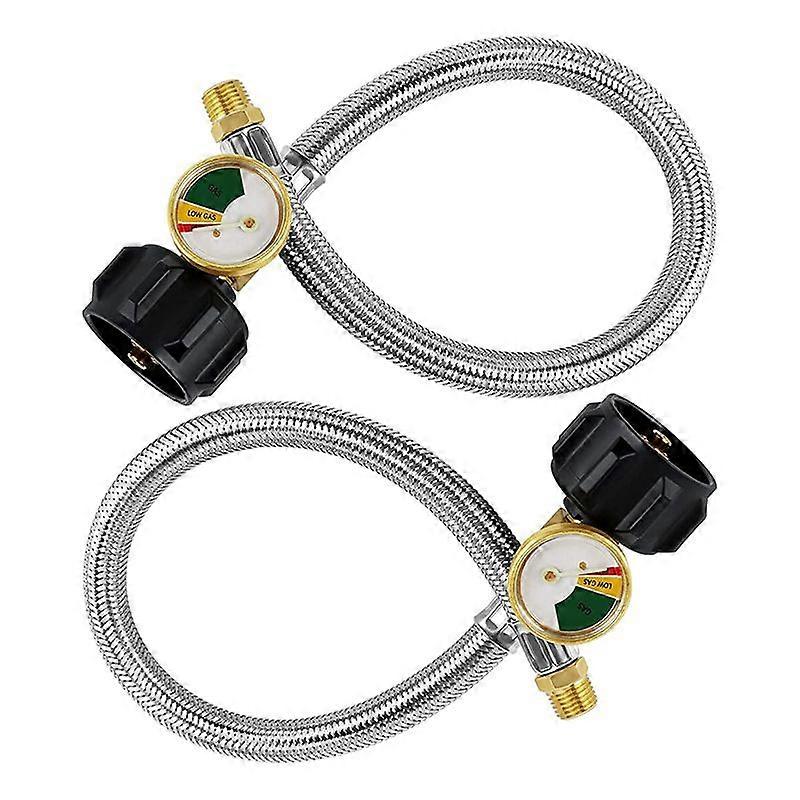 Mangueira de Propano RV de 15 Polegadas com Medidor para Tanques de 5-40Lb 2 Pack