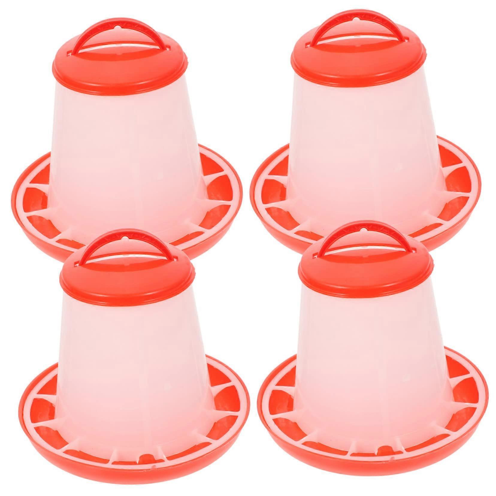 Automatic Chicken Feeder Kit 4 Pack for Chicks and Ducks, Gravity Fed with Adjustable Port