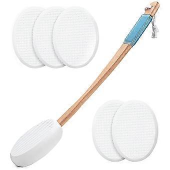 Back Lotion Applicator with Long Wooden Handle, 7Piece Set with Replaceable Sponge Pads for Seniors and Women