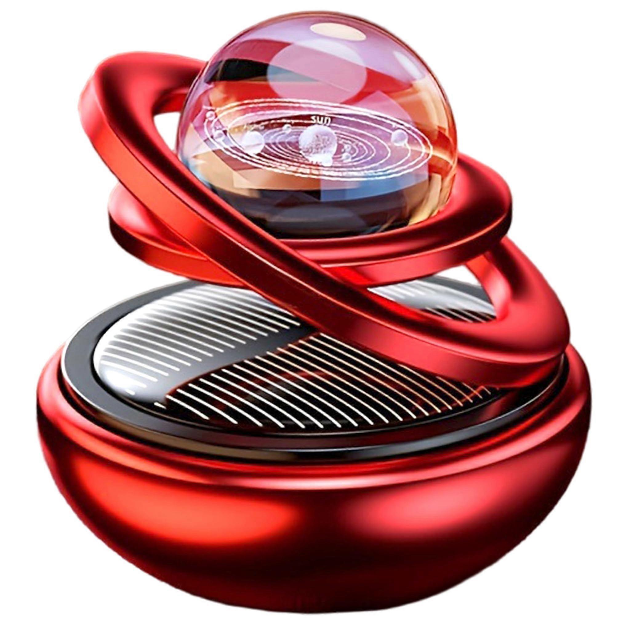 Solar Powered Car Air Freshener Rotating Diffuser with Interstellar Double Ring for Dashboard Decoration