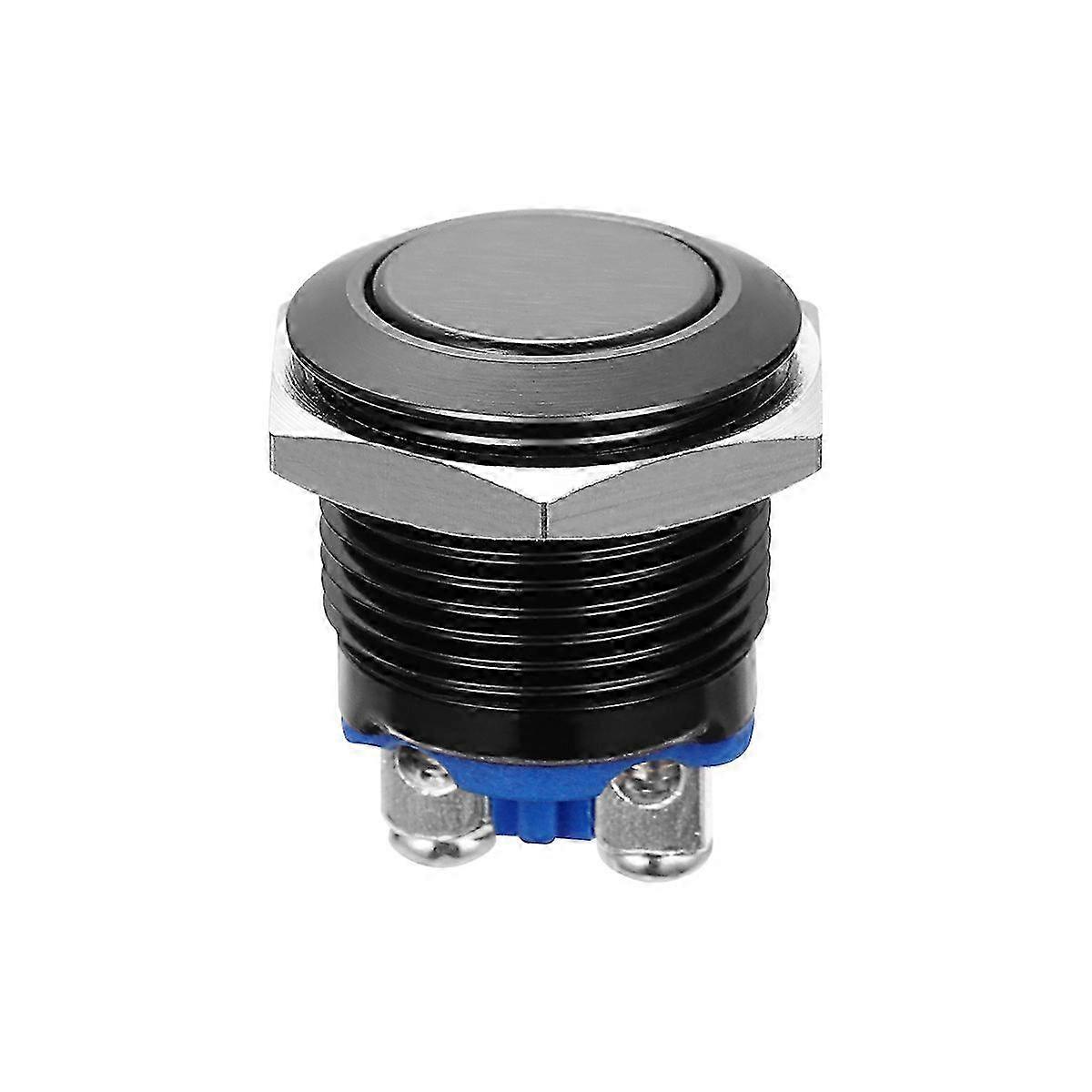 Black 16mm Momentary Push Button Switch with Durable Metal Shell
