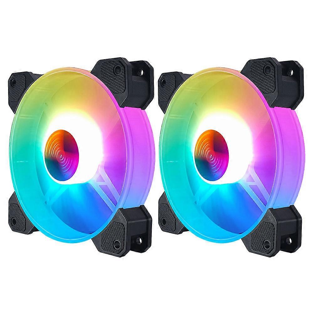 Rgb Fan 14Cm Computer Cooling Fans with Mute Function 2Pcs for Desktop Computers