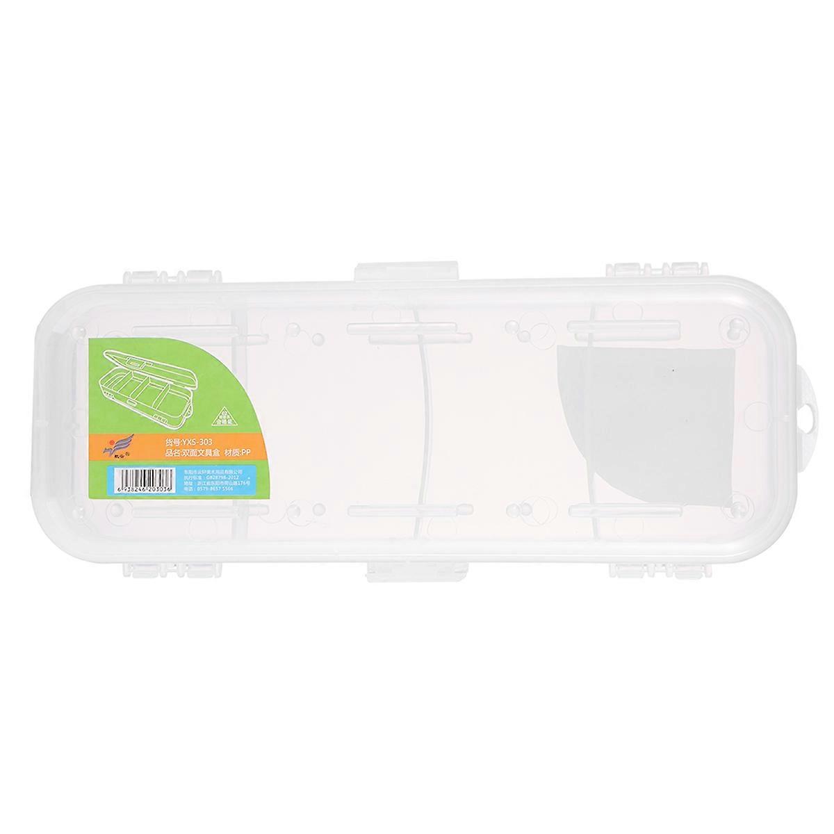 White Double-Layer Plastic Pencil Storage Case for Pencil Holding 2Pcs