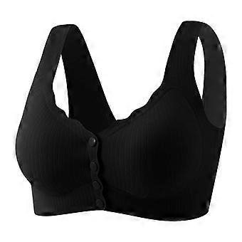 Jelly Front Closure Bras for Women Wireless Padded Post Surgeries Bra No Underwire Traceless Full Coverage Comfortable Black