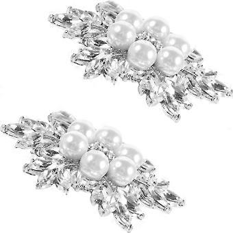 Crystal Flower Water Drop Shoe Buckle for Decoration 2Pcs DIY Bling Shoe Clips