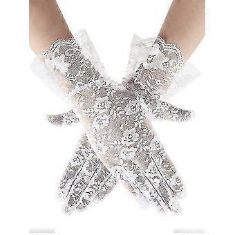 Ladies Lace Gloves Elegant Short Gloves Courtesy Summer Gloves compatible with Wedding Dinner Parties