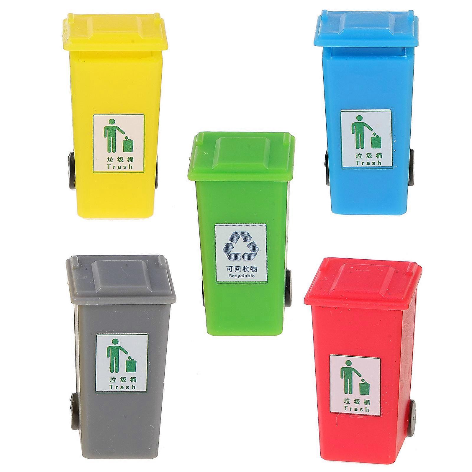 5pcs Tiny Trash Can Model Doll House Decor Micro Landscape Sand Table Layout Decor