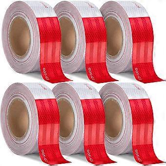 2 reflekterende tape 2 tommer x 600 fot, punkterte sikkerhetsadvarselstape i bulk, rød hvit vanntett selvklebende tilhenger utendørs advarselsrefleks synlighetstape for