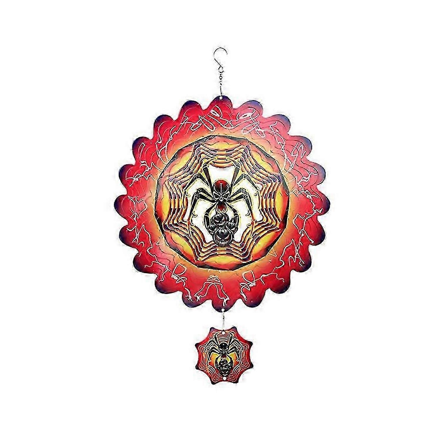Halloween Spider Wind Spinner Rotating Garden Hanging Decor Yard
