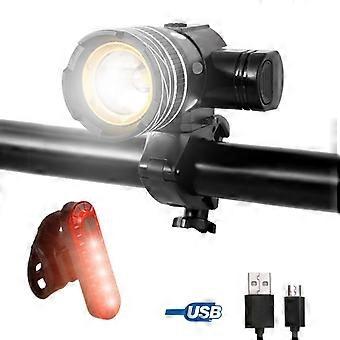 Waterproof Usb Rechargeable Bike Light Led Front Bike Headlight Mtb Bicycle Lamp With Built-in Battery Cycling Accessories