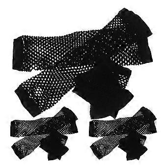 Fishnet Mesh Gloves for Women with Hollowed Design 6Pairs Fingerless Set