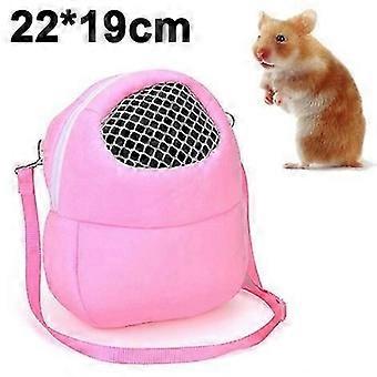 Carrying bag for pets, hamsters, portable, breathable, with shoulder strap for small pets, hedgehogs, sugar, squirrels, rabbits, M, pink